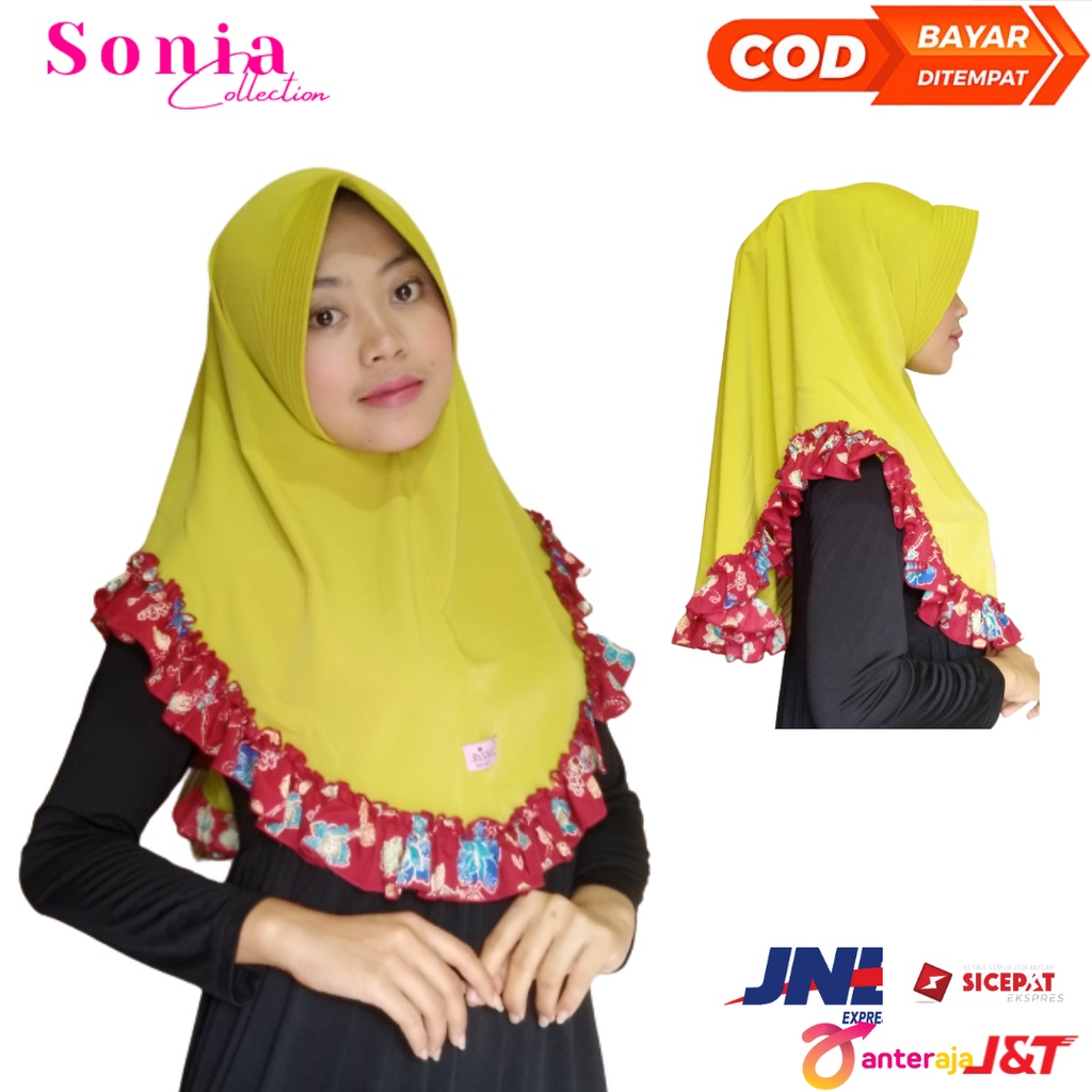 Hijab Instan rimpel batik Pet Anti tembem premium Jilbab motif instant Khimar Simpel premium berkual