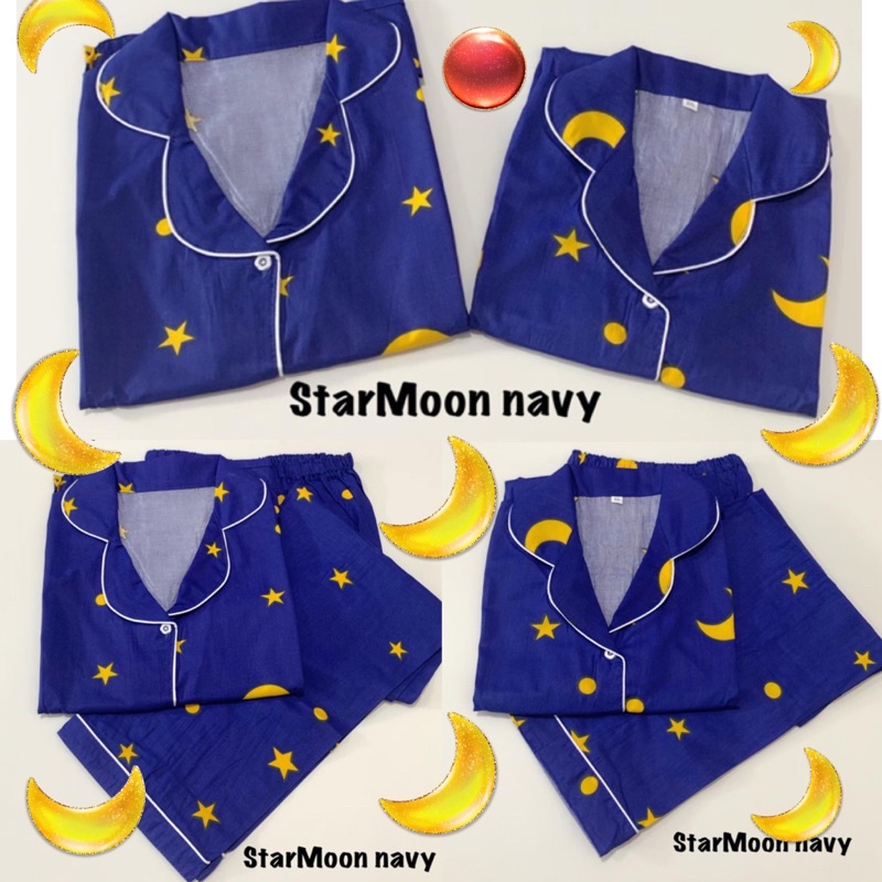 Piyama STARMOON NAVY bisa couple mom kids and family