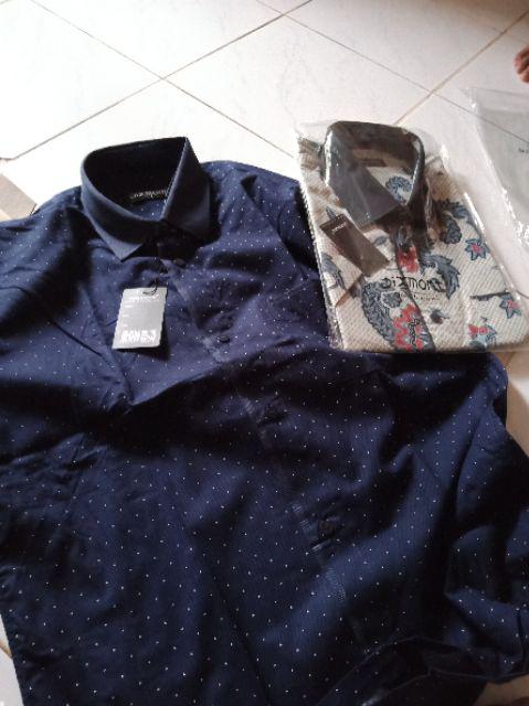 Kemeja Batik Pria Lengan Pendek Bs55 Katun Motif Modern Dixmont Semi Slimfit Premium