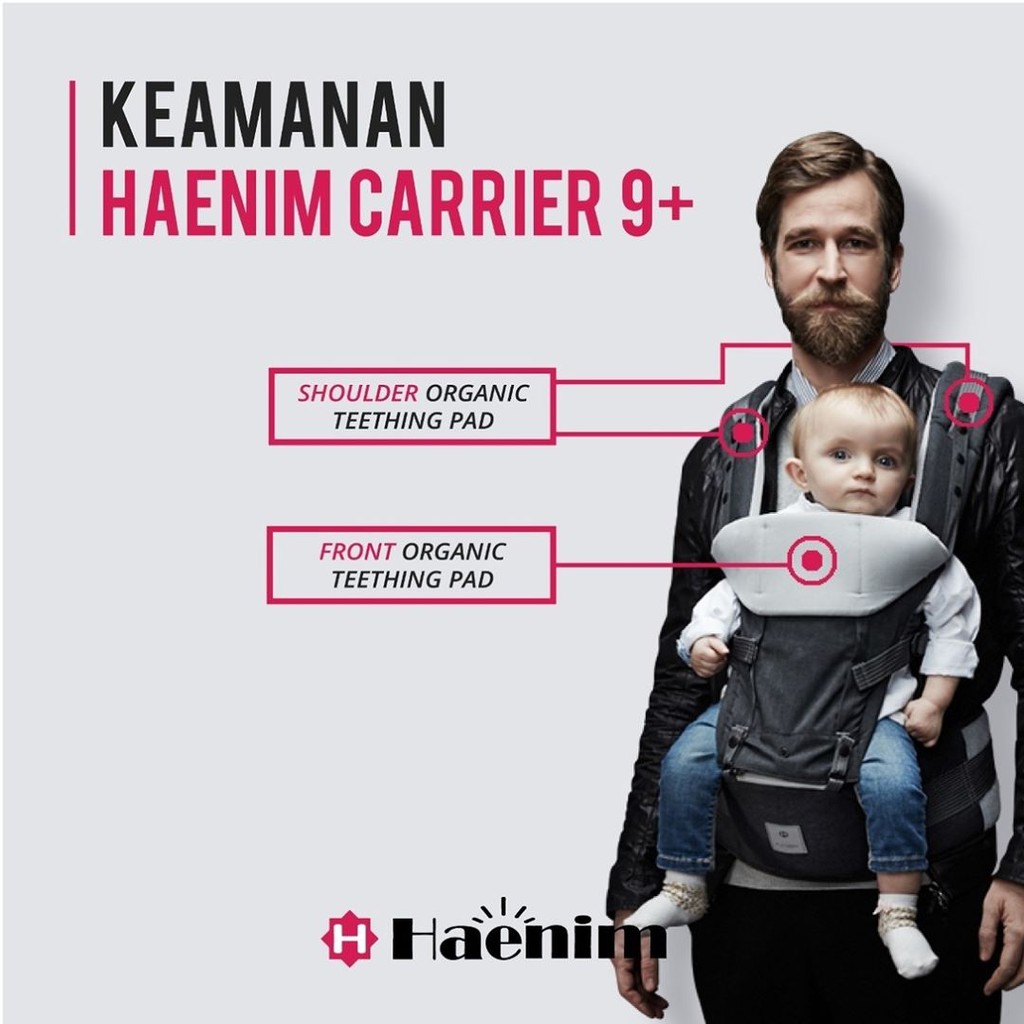 Haenim 9+ Hipseat Baby Carrier, available in Black, Silver and Pink - Gendongan Bayi Hipseat Korea