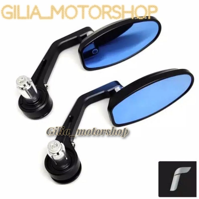 Spion Rizoma Original Reverse Retro Mirror Blue Spion Bar End Oval Full Cnc Universal Motor Nmax PCX Vespa Vario dll