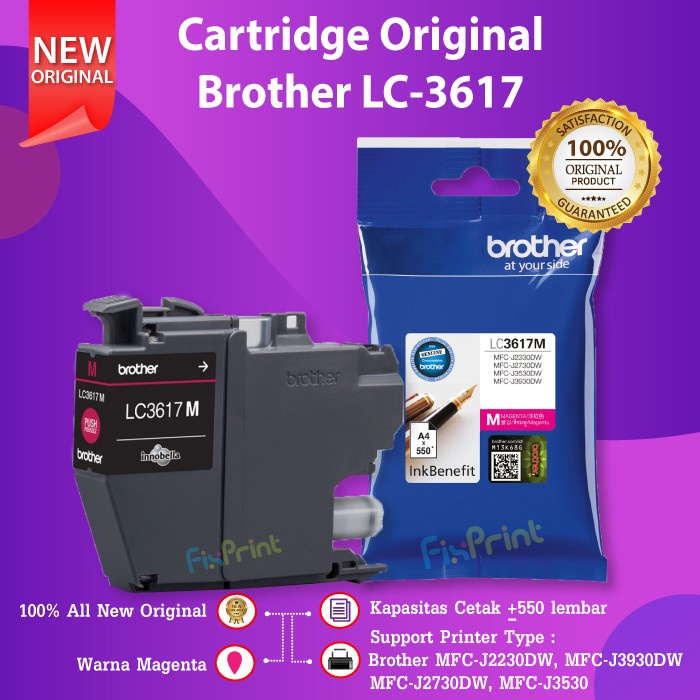 33D Cartridge Brother LC3617 Magenta Tinta J2730DW J3530DW J3530 J3930DW