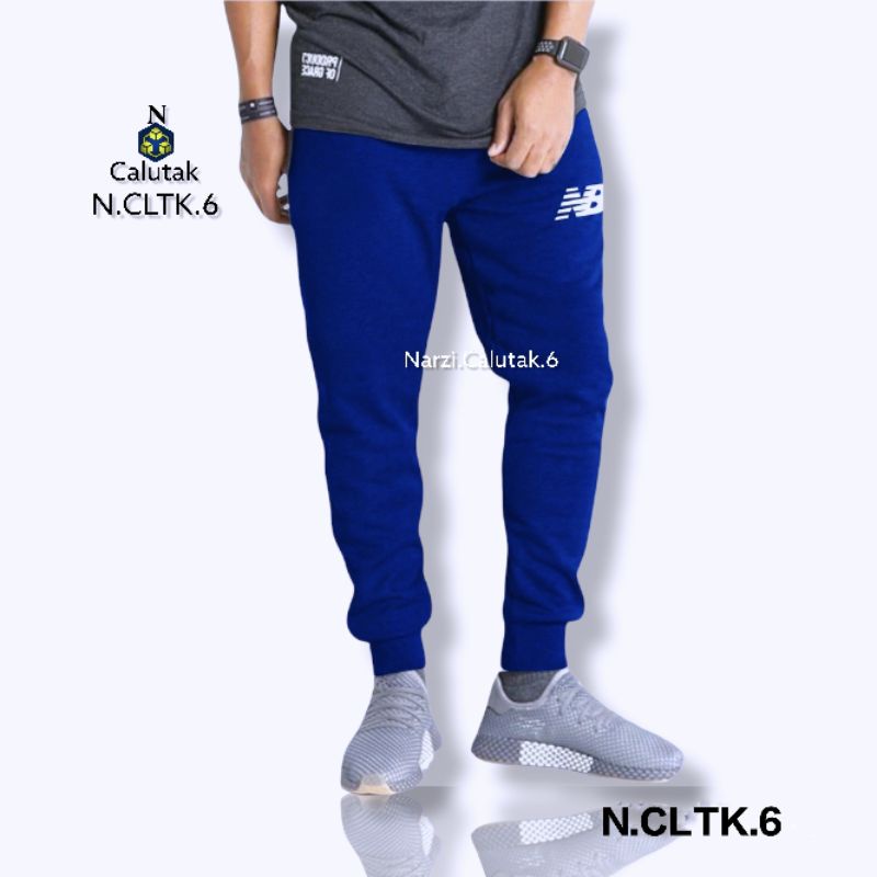 Celana Trening Jogger Olahraga Cewek Cowok Rib Polos Slim Fit