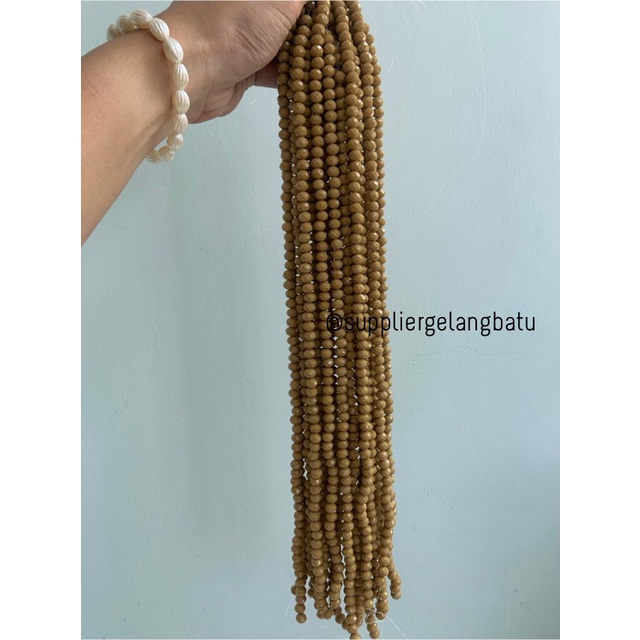 Kristal Ceko 8mm BROWN COKELAT doff bahan premium craft gelang kalung