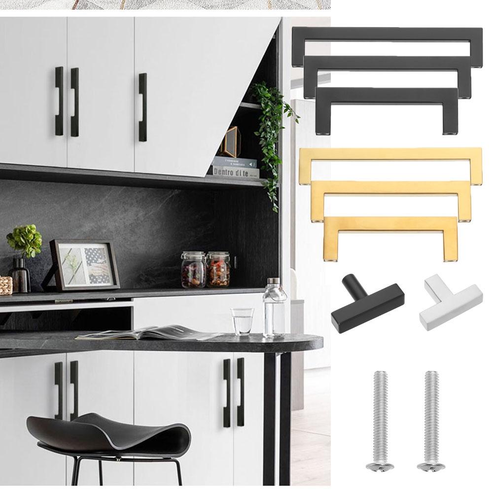 Handle Lemari SUYO Tombol Pintu Dapur Kotak Hitam/Gold/Silver Stainless Steel