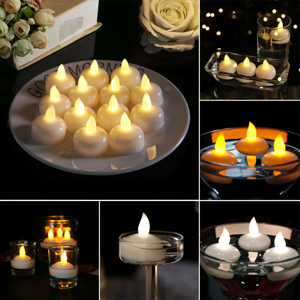 Kreatif LED Lilin Mengambang Cahaya/Lilin Palsu Cahaya Rumah Pesta Ulang Tahun Pernikahan Lampu Natal Dekorasi Pencahayaan/Kuning Hangat Kedip Bertenaga Baterai Lampu Teh LED