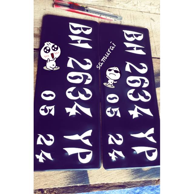 Plat nomor motor Variasi samurai dan Timbul 3D