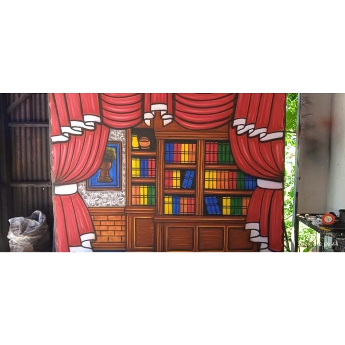 Background Wisuda/ Background Rak Buku 3 X 2,5