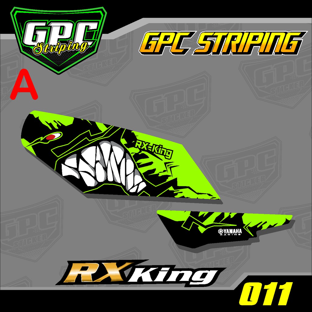 Striping Rx King shark hiu - Stiker Variasi List Motor Rx King Merah Putih Biru GPC-011