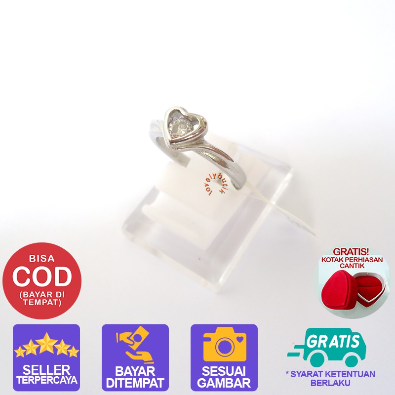 Lovelybutik Cincin Titanium Anti Karat Lil1 Cincin Wanita Titanium Model Permata Love