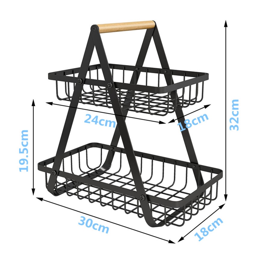 Mi.more Rak Buah Besi Segitiga Tingkat 2 Serbaguna Puith/Hitam/Emas Basket Buah