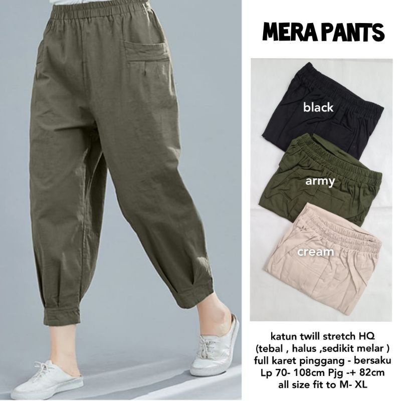 Mera pants / Celana korea catton twill / celana casual wanita