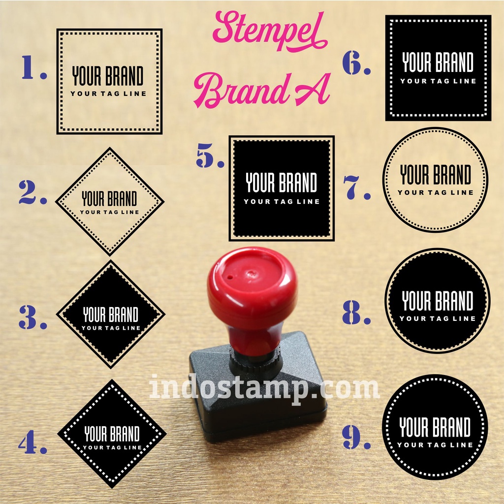 

stempel brand toko merk kotak bulat blok nota flash custom indostamp