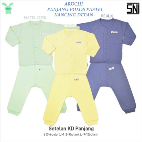 1PCS Setelan Pendek dan Panjang Polos PASTEL  Aruchi / UNISEX SML XL XXL Cotton Lembut CBKS