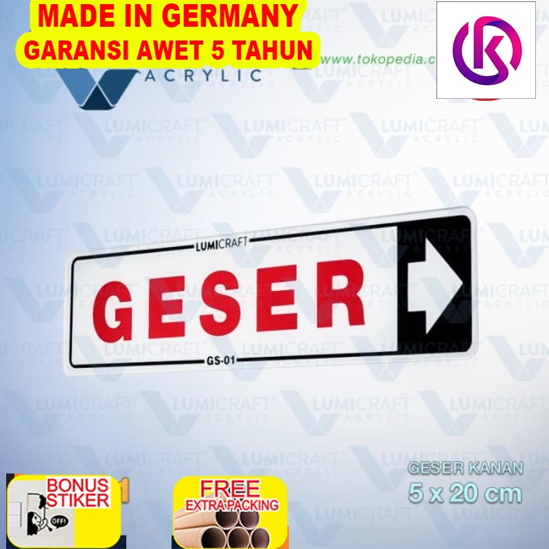 

Grosir Geser Kanan Sign Board Acrylic / Lambang Geser Kanan 5 x 20 cm | GS-01