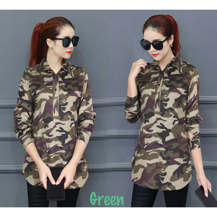 READY [HEM MARISA ARMY HJ MD FT]kemeja Wanita katun hijau muda