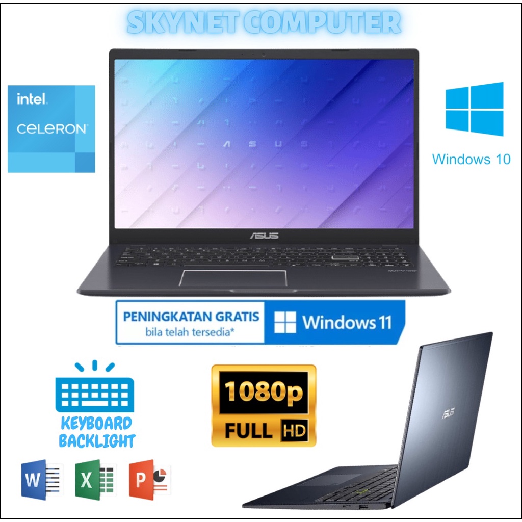 ASUS VIVOBOOK L510MA/E410MA INTEL N4020 RAM4GB 128GB FHD WINDOWS 10 ORIGINAL