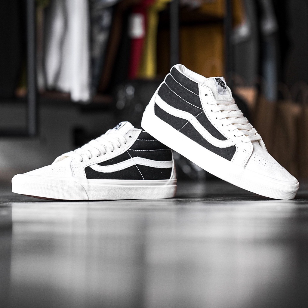 VANS SK8-MID REISSUE SUEDE MARSHMELLOW WHITE/BLACK ORIGINAL 100%