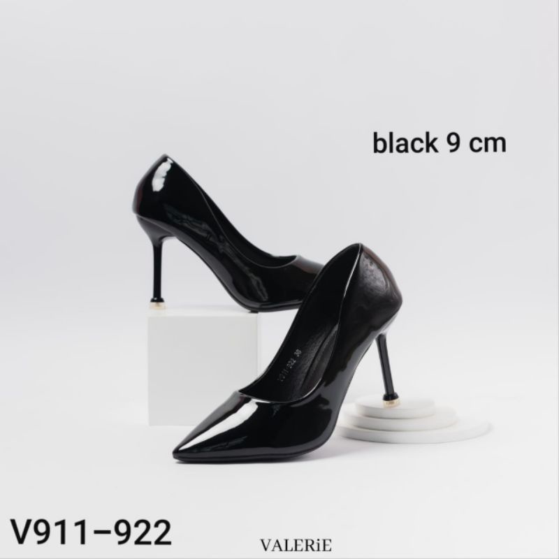 Valerie sepatu heels glossy polos V911-922 SIZE 35-39-black 35-39