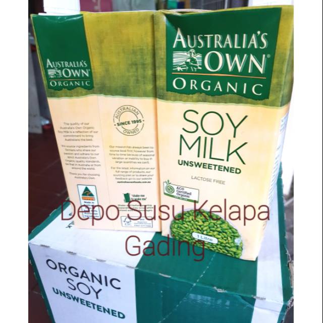 Australia OWN Soy Milk Organic Unsweet | Australia's Susu Kedelai Soya