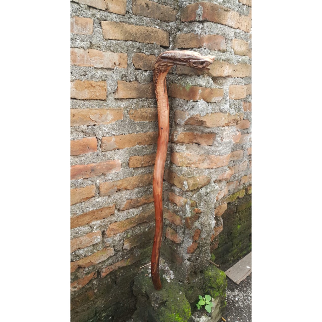 TONGKAT JALAN KAYU BERTUAH SETIGI ORIGINAL UKIR / tongkat jalan kayu setigi ukir naga jawa / TONGKAT