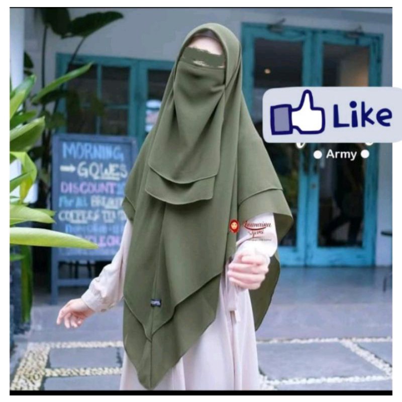 khimar instan mawar 2 layer free cadar 2 layer tali kerudung segi empat instans.hijab instan-ARMY