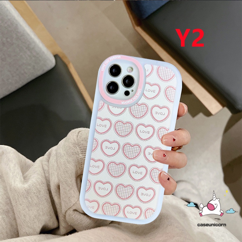 Soft Flower Case Realme C55 C15 C30 C53 8i 5 10 Pro Plus C25S C12 C21 C20A C20 C35 C31 C17 C1 C25 GT C3 5i 6i 8 7i 5S 8Pro C21Y Tahan Guncangan Cinta Hati Kotak-Kotak Lensa Oval Telepon She