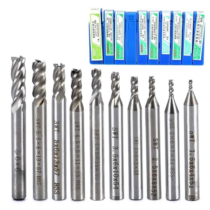 Mata Bor Endmill End Mill Milling Cutter Flute Set 10pc 1.5-6mm -MB84