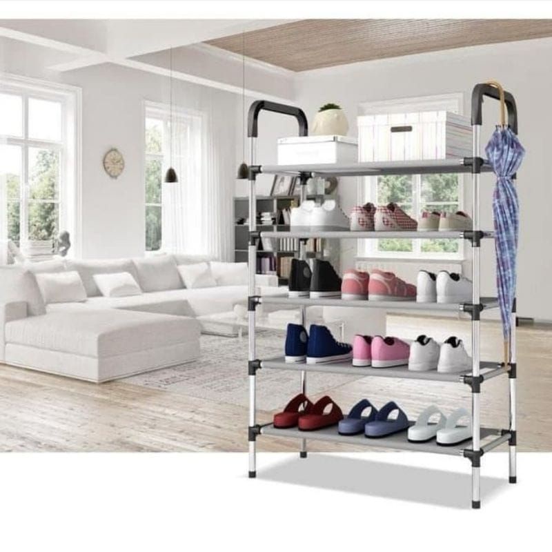 Medan Termurah Rak Portable serbaguna Rak sepatu 5 susun Gantungan payung import