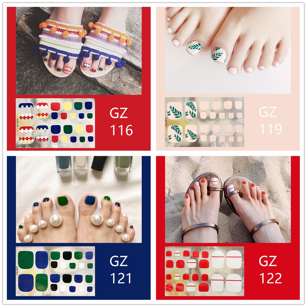 GZ098-114 3D Toe Nail Sticker DIY Nail Art Self-adhesive False Nail Sticker Waterproof Manicure