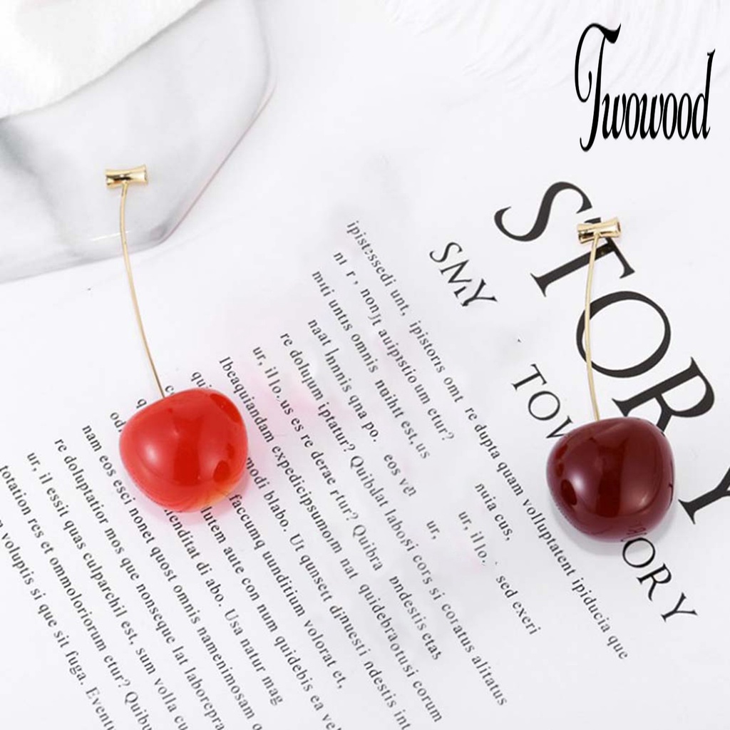 Anting Juntai Bentuk Cherry Bahan Alloy Untuk Kencan