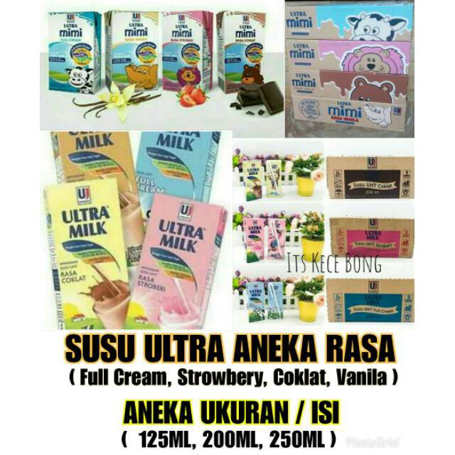 

Susu ULTRA MILK 125, 200, 250 Ml Aneka Rasa. Jual /dus khusus Gosend