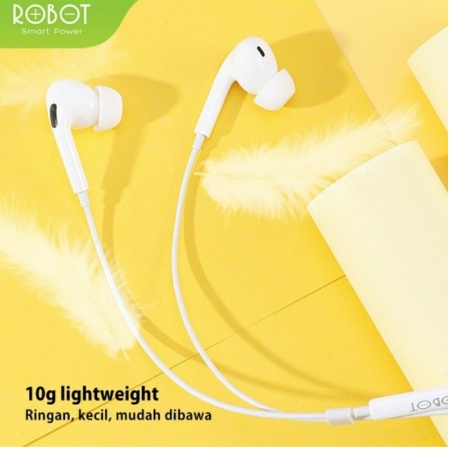 Robot RE502 / Stereo Bass Wired Earphone / Headset White - SOSOYO