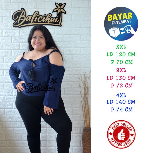 Balicihui Top Tassel Jumbo Atasan 4XL Tassel Jumbo Plus Size Big Size Blouse Wanita