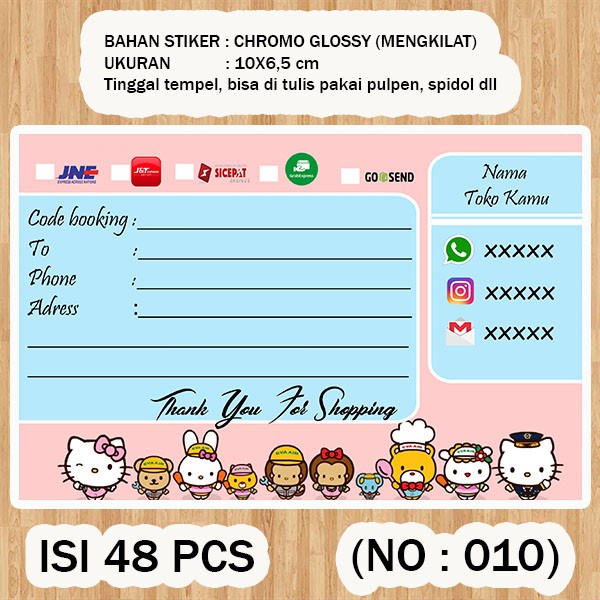 

( STIKER PENGIRIMAN ) Shipping label ( /pack isi 48pcs no.10 )