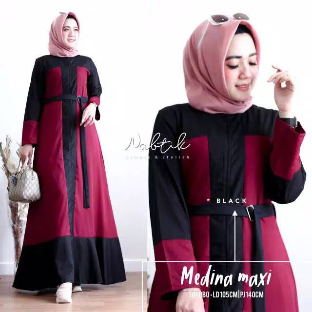 Gamis dress murah busana muslim wanita terbaru MEDINA MAXI DRESS 1kg bs muat 2 bahan moscrepe