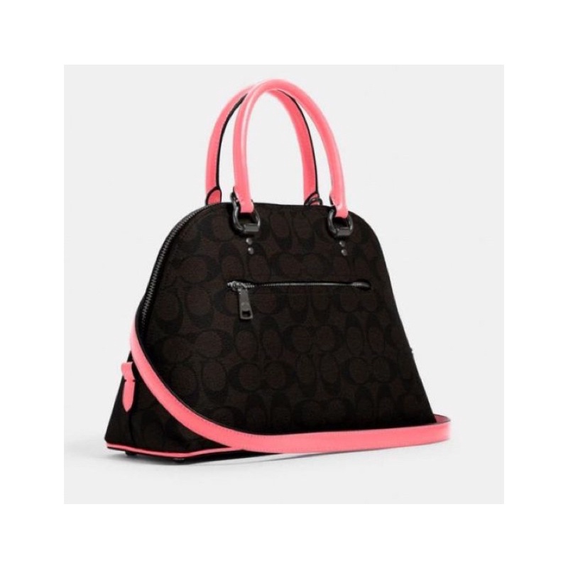 COACH KATY SATCHEL IN SIGNATURE CANVAS LIST PINK (F2558)