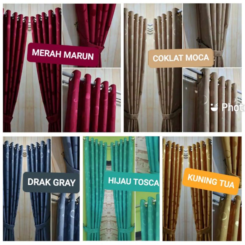 Gorden embos motif polkadot model smokring lebar 100cm 10 ring