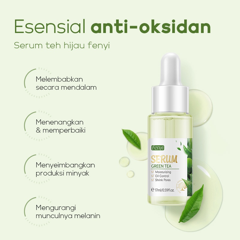 BPOM Fenyi Green Tea Serum Wajah Menghaluskan Menghilangkan Bekas Jerawat Mengecilkan Pori-pori 17ml