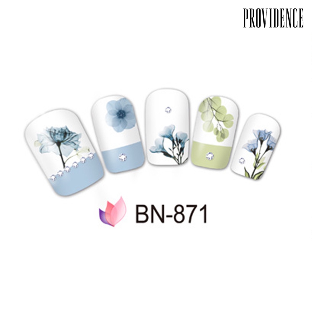 Providence Stiker Decal Transfer Air Motif Bungadaunflamingo Untuk Dekorasi Nail Artmanicure Diy