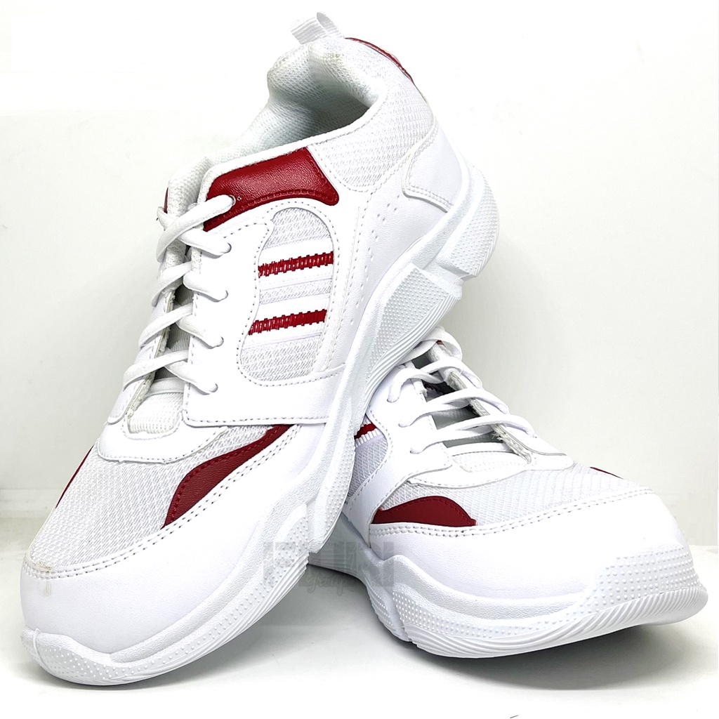 FIURI – Pro ATT Original - CB 340 PUTIH MAROON 39-43 - Sepatu Kets Pria - Sepatu Sneakers Pria - Sepatu Olahraga Sport  Pria - Sepatu Badminton tekstil - Sepatu Jogging Lari Running Fitness Gym Pria - Sepatu Laki-Laki Cowok - Sepatu Sekolah Bertali