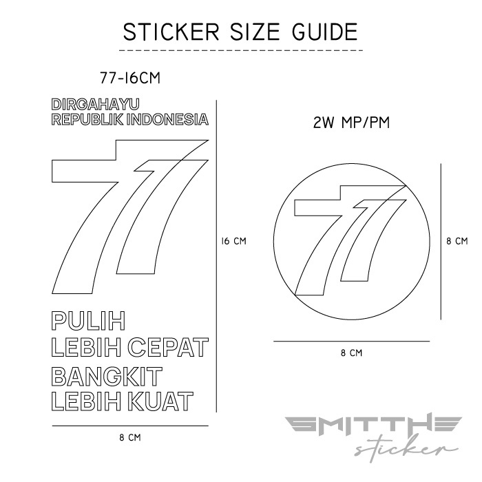 Stiker Logo 77 Tahun Indonesia Merdeka Dirgahayu Republik Indonesia Cutting Sticker Decal Waterproof aksesoris Mobil Motor &quot; Pulih Lebih Cepat Bangkit Lebih Kuat &quot;