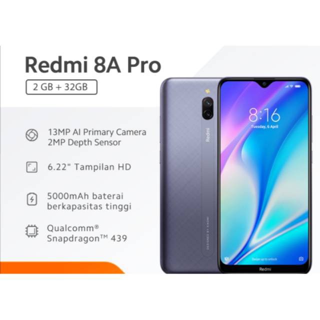 XIAOMI REDMI 8A PRO RAM 2 / 32 GARANSI RESMI