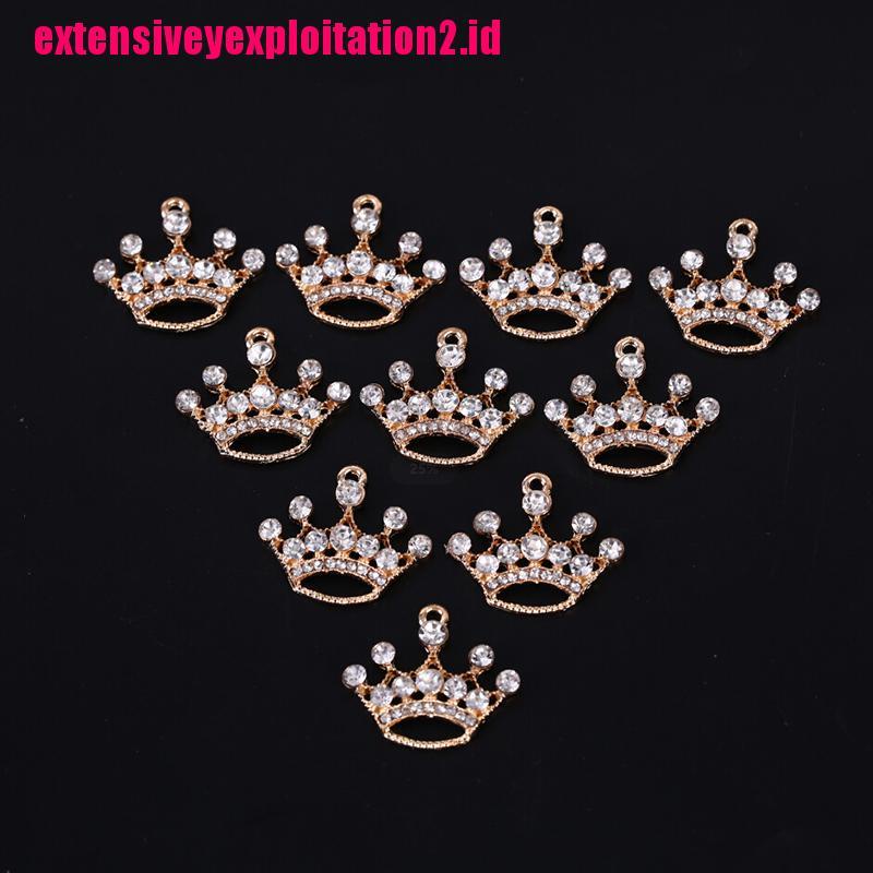 10pcs / set Liontin Mahkota Kristal Bahan Alloy Untuk Membuat Perhiasan