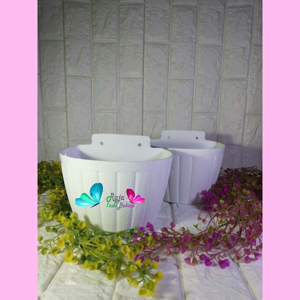 POT DINDING 25 PUTIH ROUMAH POT GENTONG/POT DINDING TEMPEL GENTONG 18cm/POT ANGGREK MURAH