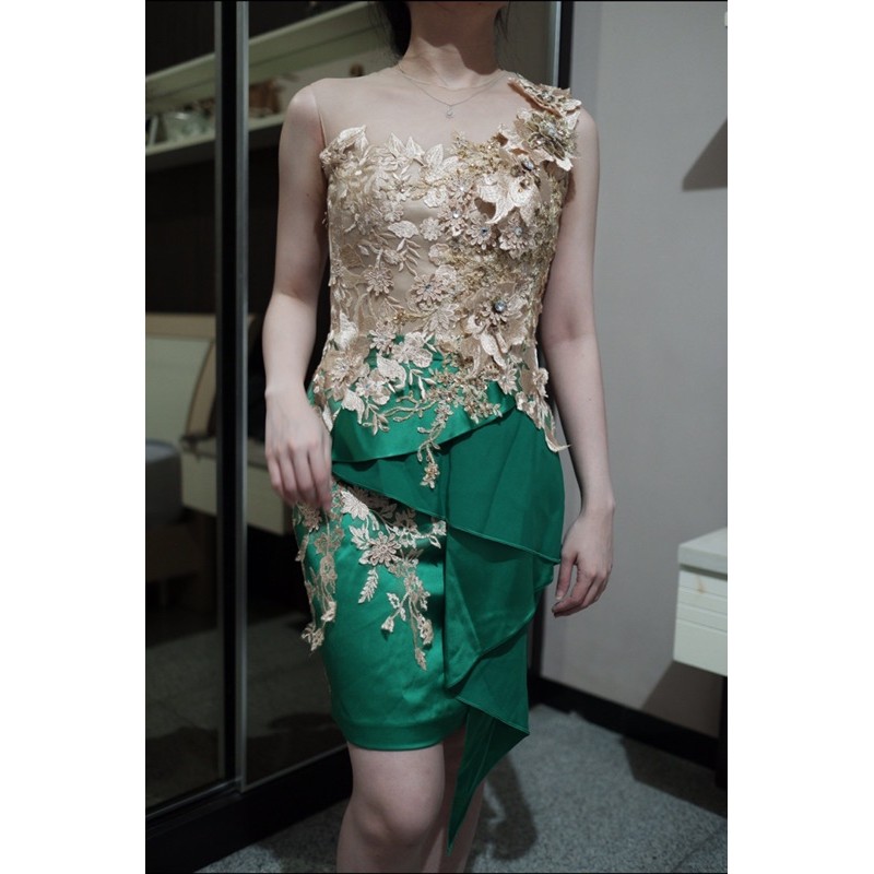 Preloved gaun pesta bekas / second party gown / baju terusan prelove / dress brokat pendek