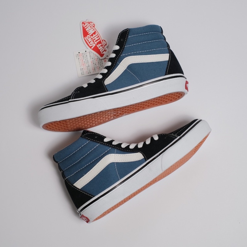 (SALE WOMEN SIZE) VANS SK8-HI V38CL+ BLACK/WHITE CHECKERBORD NAVY/WHITE ORIGINAL 100% ( Japan Market )