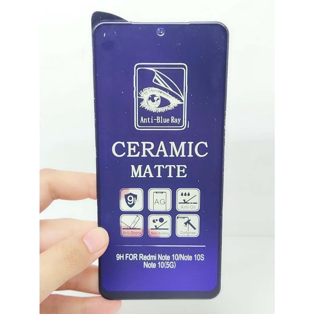 CMAB Ceramic Matte Anti Blue Redmi Note 10 Note 10s Anti Gores Glare Full Layar No Sidik Jari