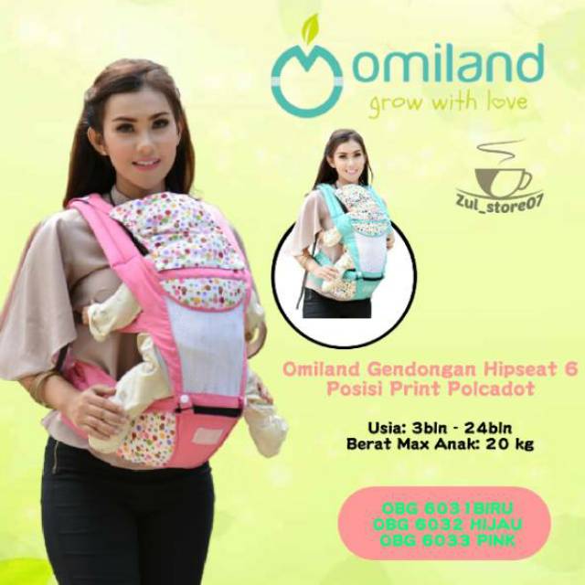 GENDONGAN BAYI RANSEL GENDONGAN BAYI DEPAN GENDONGAN BABY OMILAND HIPSEAT 6 POSISI PRINT POLCADOT