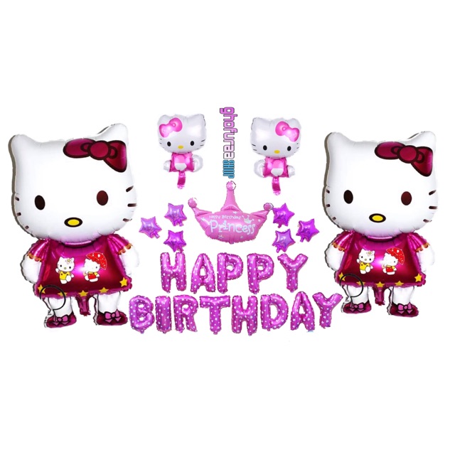 Paket Dekorasi Ulang Tahun Hello kitty - Backdrop happy birthday